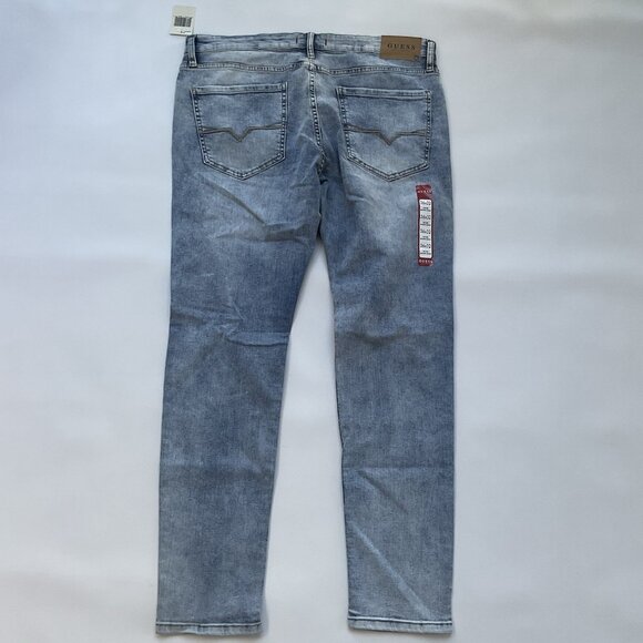 Guess Men’s Modern Skinny Jeans Destroy Stretch Denim Light Blue Size 36X32 - Picture 11 of 11